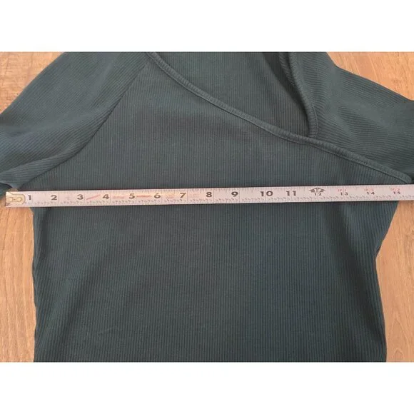 Lulus Forest Green Ribbed Long Sleeve Asymmetrical Bodysuit XL - Picture 5 of 7